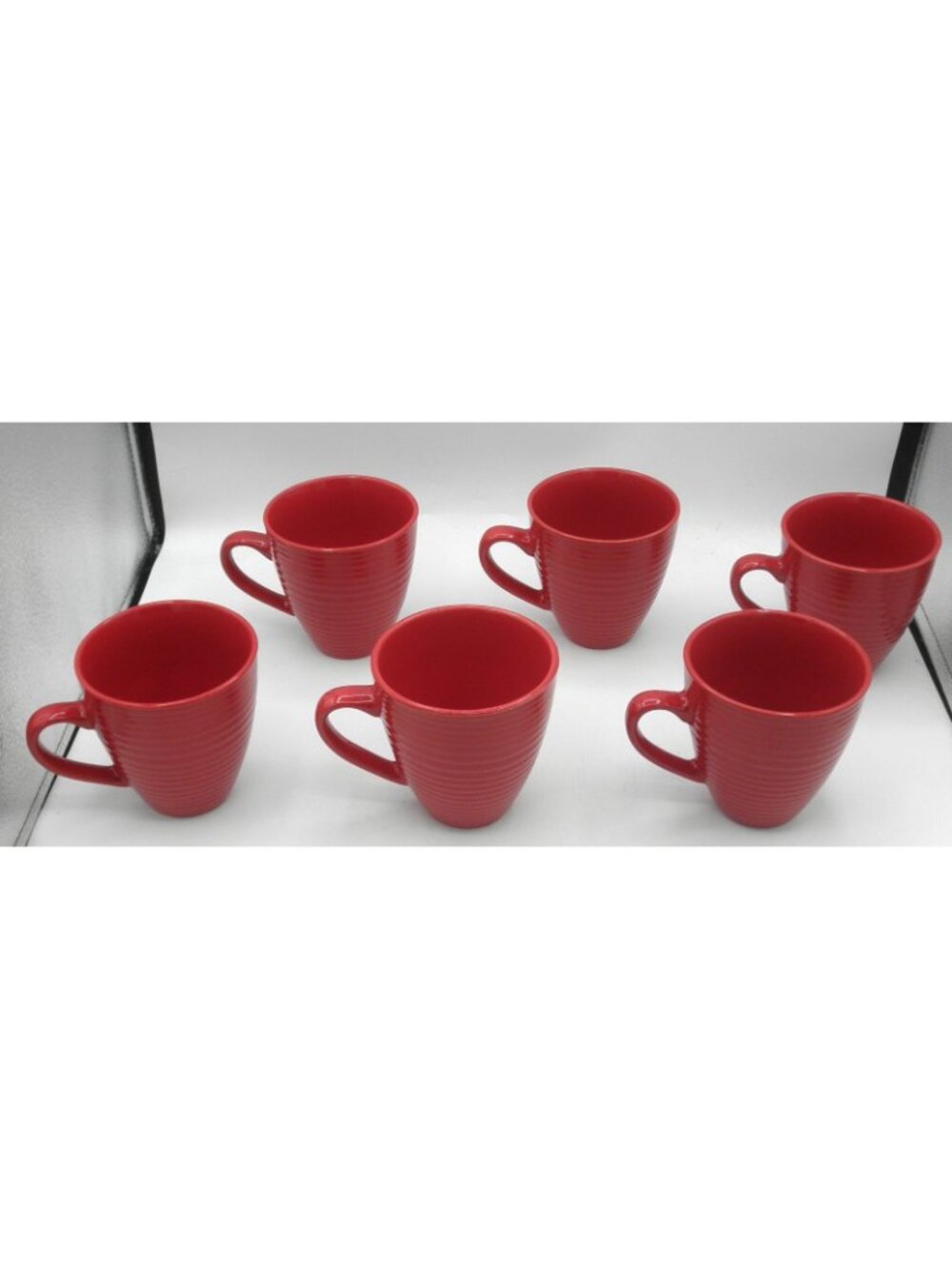 BIA Cordon Bleu Red Embossed Beehive Bands Art Deco Style Mug Set of 6 - Picture 3 of 9